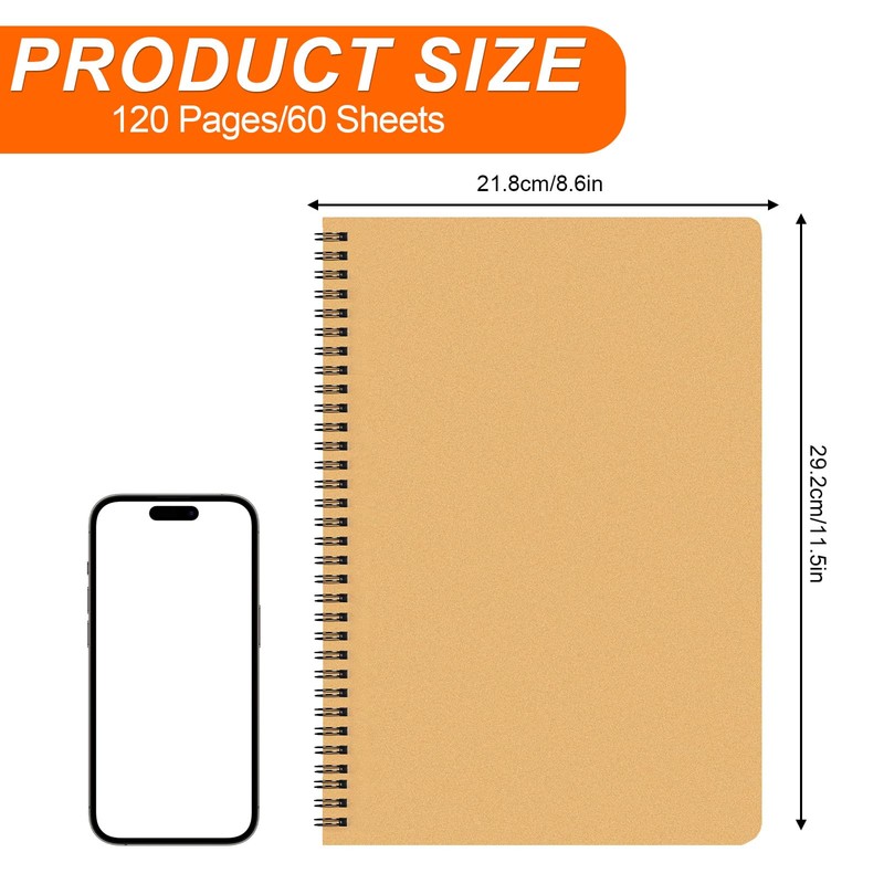 TAOBWN 2 Pack A4 Blank Notebook 120 Pages/60 Sheets Wirebound