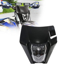 JFG RACING Dirt Bike Headlight,Universal Dirt Bike Front Light Motorcycle Headlight LED Kit for Most Pit Dirt Bike Motorcycle Enduro ATV Scooters(Black)
