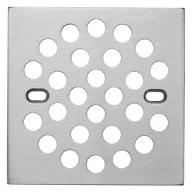 RRAJJ Square Improve 3-15/16 Inch(100mm*100mm) Screw-in Shower Floor Drain Grate Strainer,Brushed Nickel (Brushed Nickel)