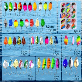 Trout Bait, 46 Pieces Fishing Bait 2g/2.5g/3g/3.2g/3.5g/4.5g/5g Bait Fish, Spoons Trout Set with Storage Box, Spinner Blinker Set for Bass, Walleye, Pike
