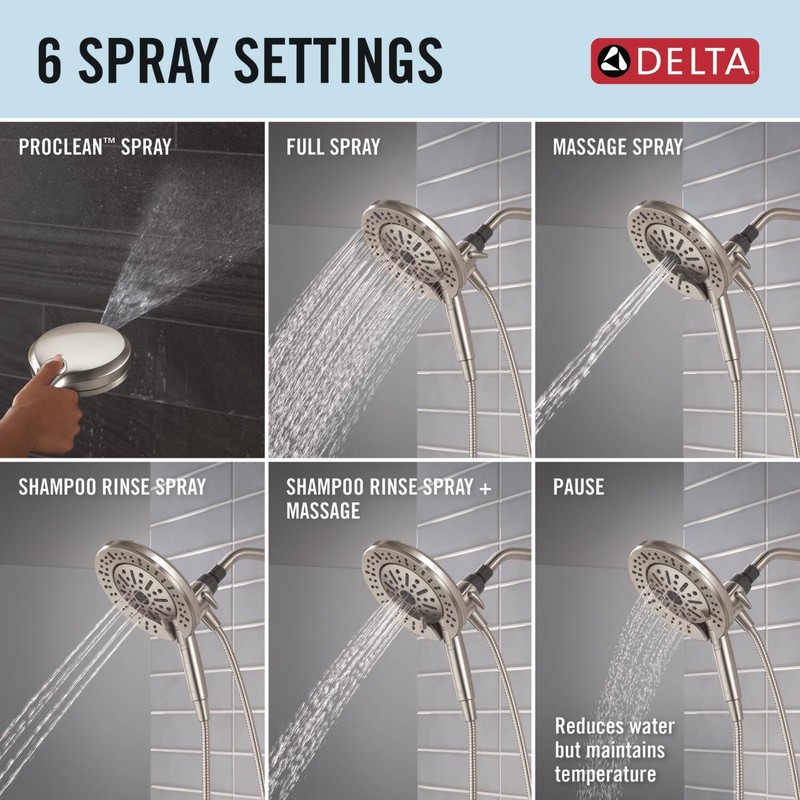 Delta 6-Setting In2ition 2-in-1 Dual Shower Head with Handheld High