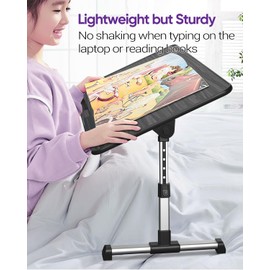 NEARPOW Laptop Bed Tray Table, Height & Angle Adjustable Portable Bed Table,Portable Computer Tray Laptop Stand for Bed W/Tablet Stand & Drawer, Foldable Lap Tablet Table for Sofa Couch Floor Writing