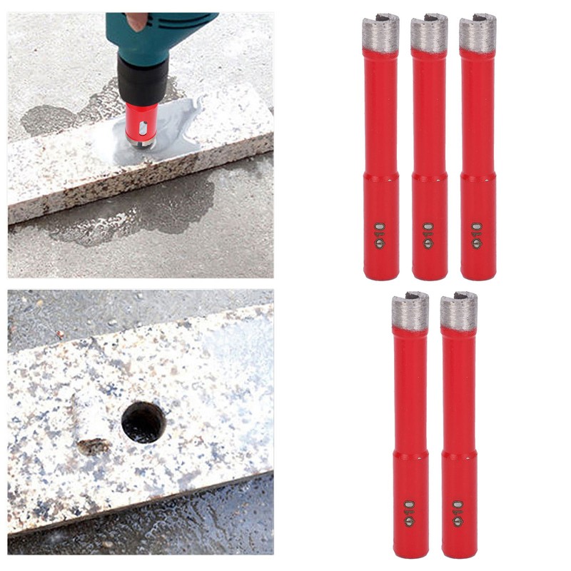 5Pcs Saw Bit Set FlatTooth Diamond Particles Red Coated Drill