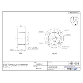 TB Woods Type QT QT58 Sure-Grip Bushing, Inch, 0.625" Bore, 1.625" OD, 1.25" Length, 1750 lbs/in Torque, Standard Design, Standard Keyway