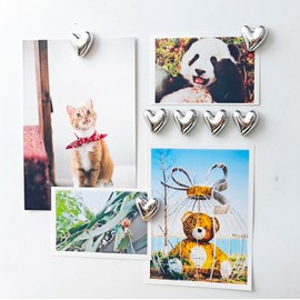 Janlifian 16PCS Silver Fridge Magnets Cute Love Heart Magnet Set 2.1cm Small Heart Decorative Magnets Funny Home Kitchen Refrigerator Office Whiteboard Magnetic Stickers Decoration