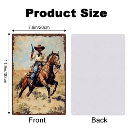 DOODLREAM Western Cowboy Vintage Metal Tin Sign Western Retro Poster for Home Office Wall Decor 8 x 12 Inch