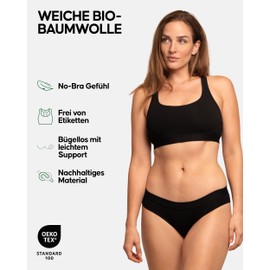 Danish Endurance Women's Cotton Bralette Bra, Soft Organic Cotton, Pack of 1 and 3, Non-Wired, Comfortable, Supportive - Multi Black, size: xl