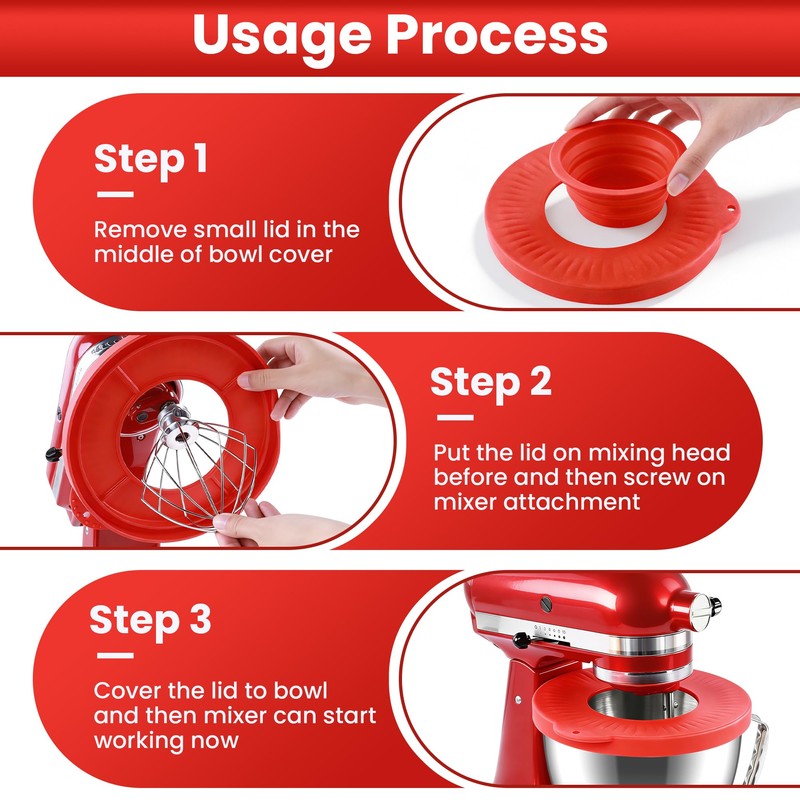 Silicone Mixer Bowl Cover - Mixer Splatter Guard Lids for