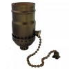 SATCO LAMP PARTS: OFF/ON ANTIQUE BRASS (E-26) PULL-CHAIN SOCKET  TR-11AB