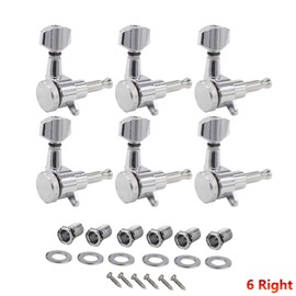 6 Right Inline Electric Guitar Tuning Peg Sealed Locking Tuners Chrome Plated Guitar Tuning Keys Machine Heads 1 : 18 Compatible with  Electric Guitar