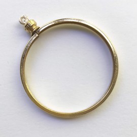 BeadExplosion Coin Holder Bezel 38mm 1 1/2" Gold Plated Pk/4 Charm Necklace Pendant