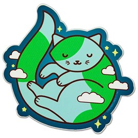 Cute Earth Cat Sticker "Purrth" - Cosmic Outer Space Cat Laptop or Water Bottle Decal, Cat Owner Animal Lover Gift