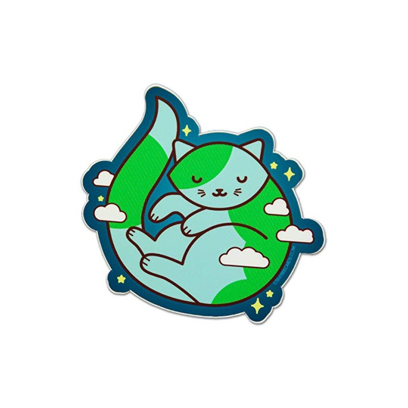 Cute Earth Cat Sticker "Purrth" - Cosmic Outer Space Cat