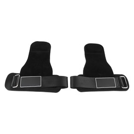 Cowhide Anti Skid Weight Lifting Grip Double Layer Thickened Weight Lifting Wrist Straps Workout Fitness Gloves Palm Protection Black