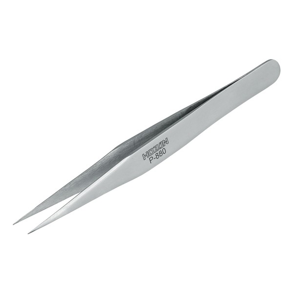 Hozan P-880 Tweezers, Total Length: 4.7 inches (120 mm), Straight Type, Stainless Steel