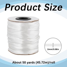 SUNNYCLUE 50 Yard Nylon Cord 2 mm Satin Ratail Nylon Cord Satin Silk Cord Bead Cord Satin Thread Chinese Knot Friendship Bracelet Cord for Jewellery Making Bead Cords Kumihimo