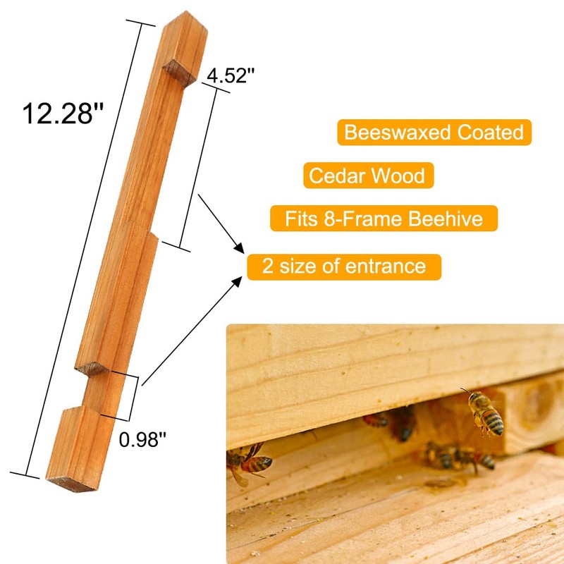 BeeCastle Beehive Entrance Reducer 8 Frame Wood Hive Beeswax Coated