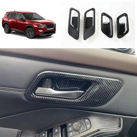 TERDARAY Interior Door Handle Bowl Cover Compatible with Nissan Rogue 2021 2022 2023 Inner Door Decoration Trim Car Accessories ABS 4PC (Carbon Fiber Style)