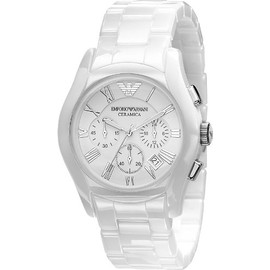 Emporio Armani AR1403 Ceramica Ceramic Chronograph White Watch Wristwatch, Bracelet Type