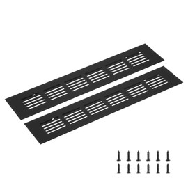sourcing map Rectangle Ventilation Grille, Aluminum Alloy Mesh Air Vent Cover Louvered Ventilation Cover with Mounting Screws for Cabinet Wardrobe Shoe Closet (250x50mm/10"x2", Black)
