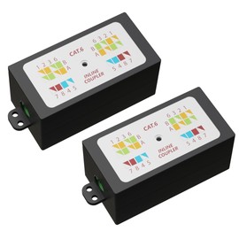 rhinocables RJ45 Cat 6 Gigabit Inline Punchdown Krone Coupler Joiner for LAN Ethernet Cables (2, Black)