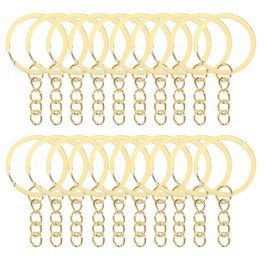 100Pcs Keychain Key Ring with Chain Bulk Split Key Chain,1.1 Inch Key Chains Parts with Open Jump Ring Connector for Jewelry Making Crafts (Gold)
