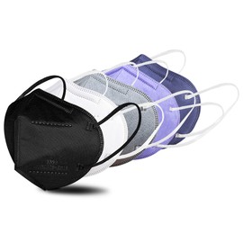 akgk KN95 Face Mask, Breathable Protection Masks, 5-Ply KN95 Multicolor Masks, Cup Dust Safety Masks 50 PCS(Black, White, Grey, Purple, Navy Blue)