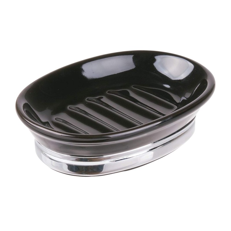InterDesign 68822EJ Soap Dish Holder Tray, York, Black, Chrome