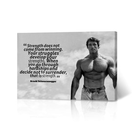 HB Art Design Arnold Schwarzenegger Canvas Wall Art Strength Quote Inspirational Motivational Wall Decor Black and White Wall Decor Home Decor Gym Living Room Bedroom Office Decor - 8x12