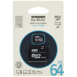 KLEVV microSDXC 64GB UHS-I U3 Class 10 V10 A1 Max Read:100MB/s Max Write:47MB/s K064GUSD3U3-NJ