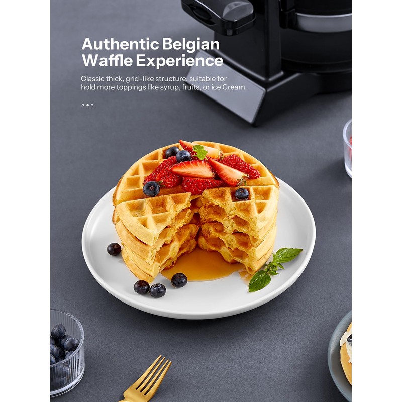 Yabano Belgian Waffle Maker - Professional Rotating Waffle Iron with