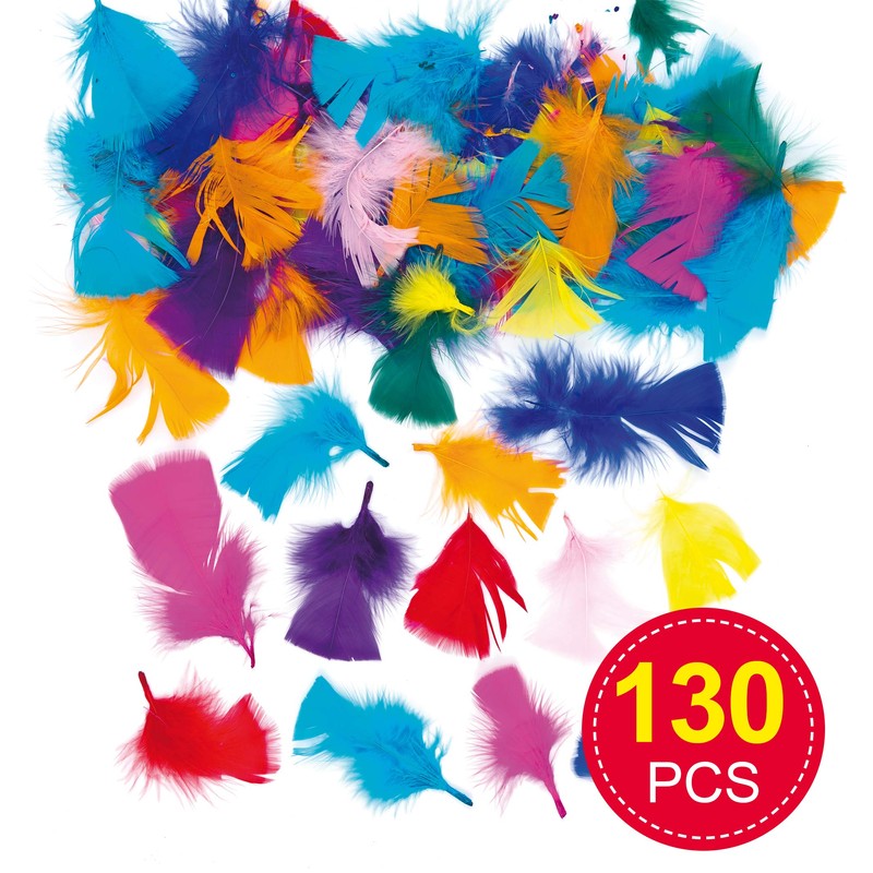 Baker Ross E76 Collage Feathers Value Pack, Bright Colours —