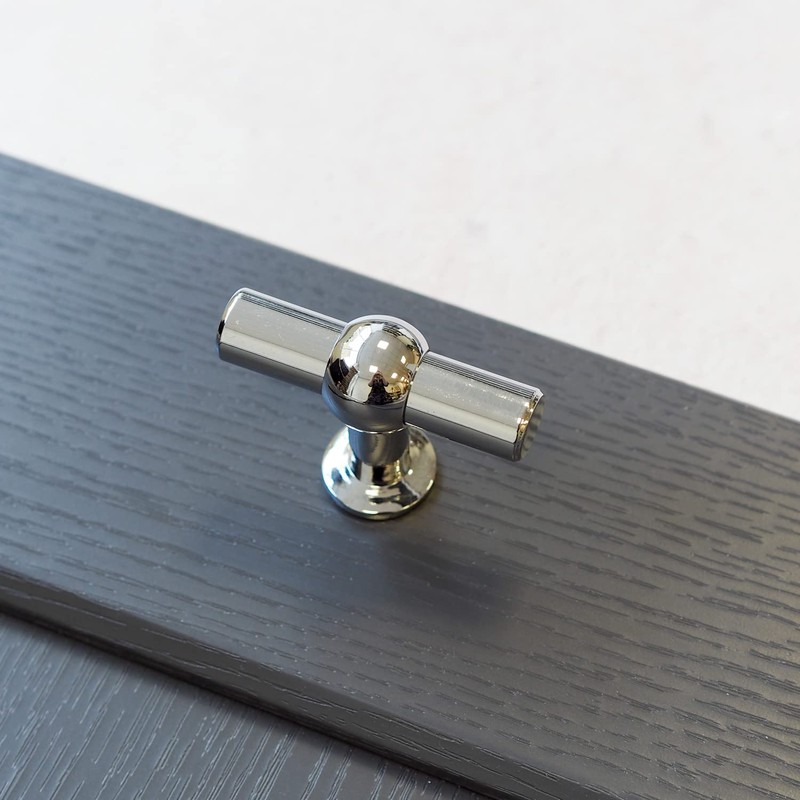 Polished Chrome T-Bar Handle for Kitchen Cabinets | 14mm Diameter