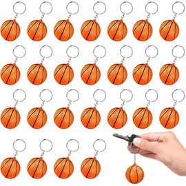 24 Piezas Llaveros de Baloncesto de Espuma PU, Mini Balones de Baloncesto Antiestrés, Llaveros Deportivos para Niños, Juguetes y Decoración para Fiestas (Baloncesto)