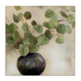 Stupell Industries Green Eucalyptus Leaves Potted Plant Artistic Brushstrokes, Design by Lanie Loreth