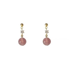 Rose Quartz Dangle Earrings, Pink