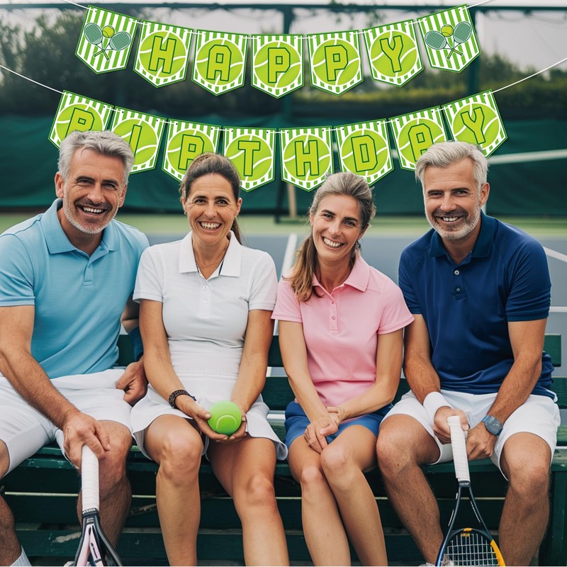 Tennis Happy Birthday Banner, Sport Themed Tennis Party Decorations, Tennis