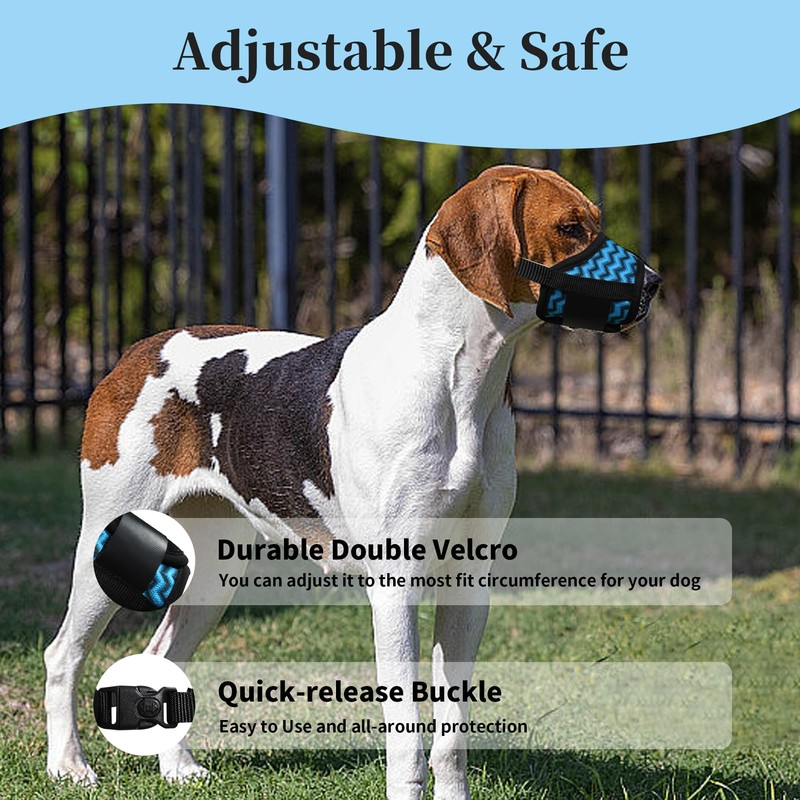 JOYPAWS Dog Muzzle, Comfortable Air Mesh Breathable Muzzle Wavy Stripe