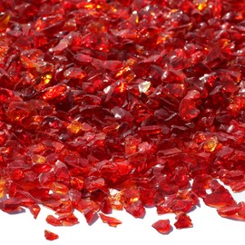QYGL Crushed Glass for Resin Art, DIY Crafts, and Home Decor - 0.9LB Red Broken Glass Pieces 3-6mm, for Vase Fillers, Tabletop Fire Pit, and Aquarium Rocks