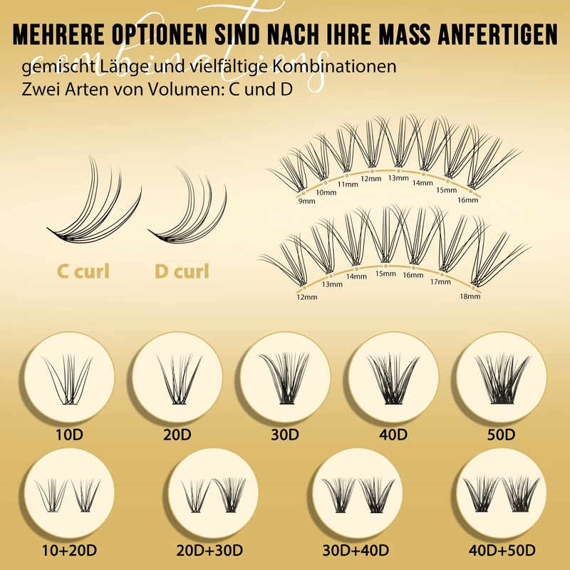 QUEWEL Individual Eyelashes, Pack of 320, Individual Eyelashes for Eye