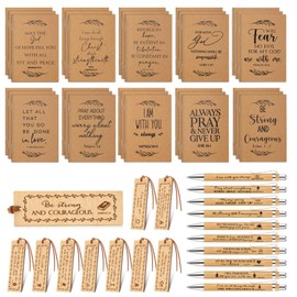 Fuutreo 90 Pcs Christian Gifts Bulk 30 Bible Verse Notebook 30 Bible Bamboo Ballpoint Pen 30 Religious Bookmarks Christian Notepad Party Favors God Prayer Journal for Church pastor Women Men