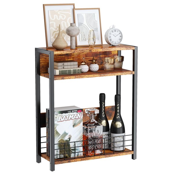 IBUYKE Narrow Side Table with Storage Shelf, 3 Tier End