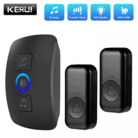 KERUI New Wireless Doorbell Chime Waterproof Plugin Receiver Adjustable Volume 1000FT - 3 Buttons+2 Receiver