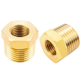 Joywayus Brass Reducing Hex Bushing 1" NPT Male to 3/4" NPT Female Pipe Fitting Reducer Adapter(Pack of 2)