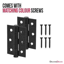 Decoranddecor Black Door Handles Internal – Aluminium Matt Black Door Handle Sets for Interior Doors | Internal Door Handles with Mortice Latch and Butt Hinge | Spectra Range