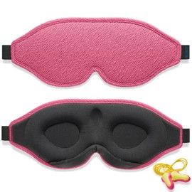 2025 Innovative Sleep Mask for Men and Women, Trilancer 3D 100% Light Blocking Design, Comfortable Eye mask, Blackout Blindfold for Sleeping, Nap, Meditation, Travel, with Earplugs (Raspberry)