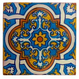Ceramic Mexican Tile – 5cm- Handmade and Ethically Traded by Tumia LAC - 10 Pack