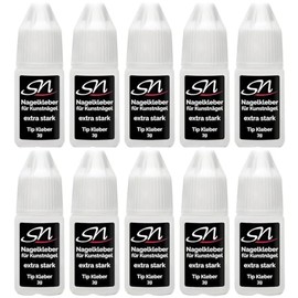 SN Nail Glue Extra Strong Tip Glue Pack of 10 Nail Glue Strong for Tips Artificial Nails Tip Glue Nail Art Gel Nails Fake Nails False 3 g