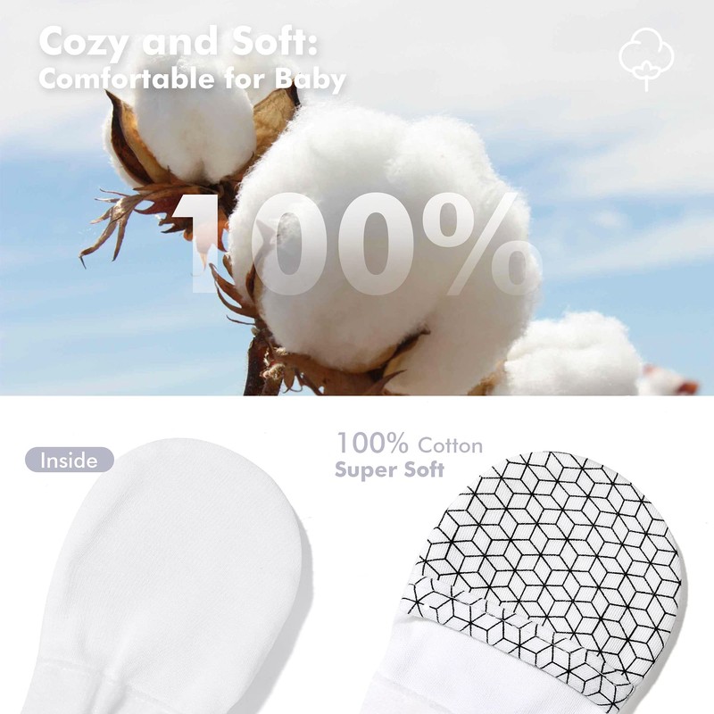 HAPIU Baby Mitten,3 Pack, Geometry&Grey Stripe&Emerald, 0-3 Months