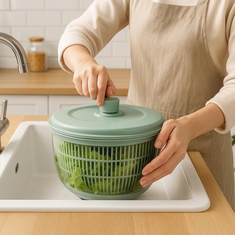 Centrifuga per Insalata Grande Capienza 16x22cm con Imbuto Antischizzo |